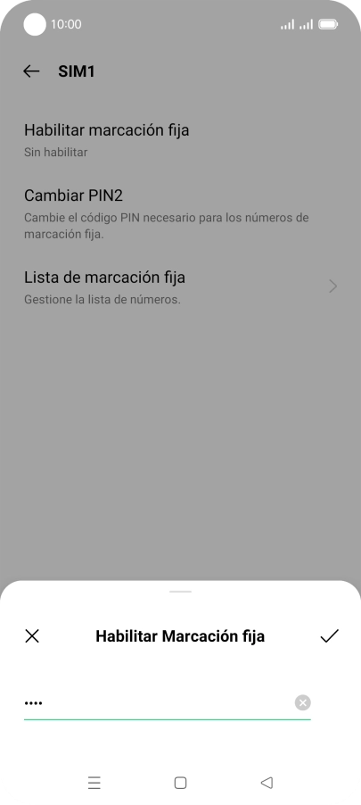 Introduce el código PIN2 y pulsa el icono de aceptar.