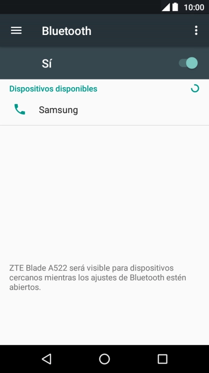 Pulsa el dispositivo Bluetooth deseado y sigue las indicaciones de la pantalla para vincular el dispositivo al teléfono.