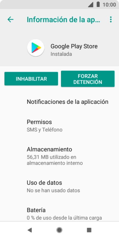 Pulsa Almacenamiento.