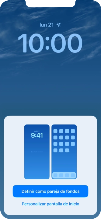 Si deseas utilizar el mismo tema de color en la pantalla de inicio, pulsa Definir como pareja de fondos.