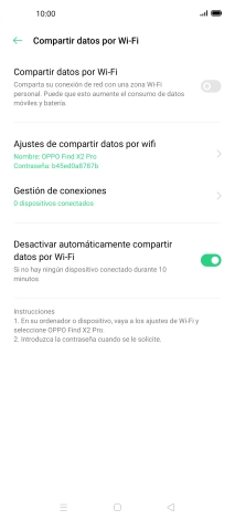 Pulsa Ajustes de compartir datos por wifi.