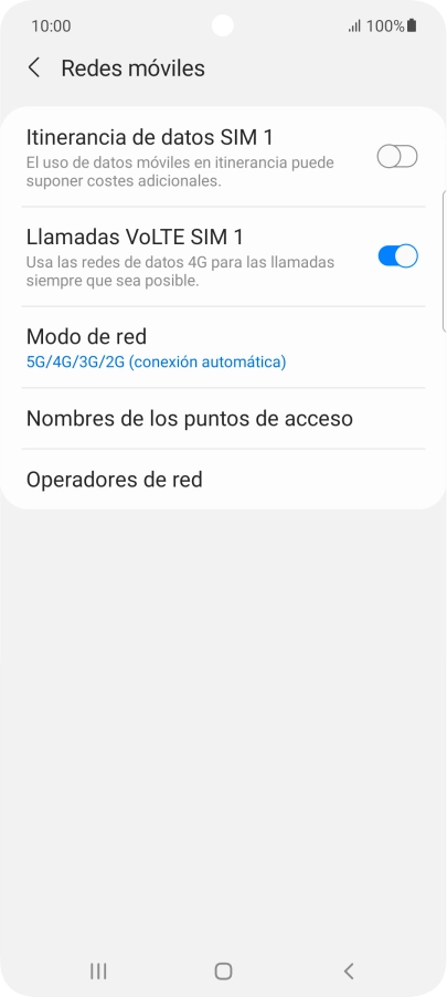 Pulsa Modo de red.