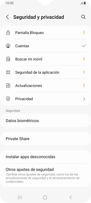 Pulsa Otros ajustes de seguridad.