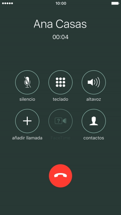 Pulsa el icono de finalizar llamadas para colgar.
