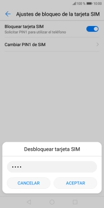 Introduce tu código PIN y pulsa ACEPTAR.