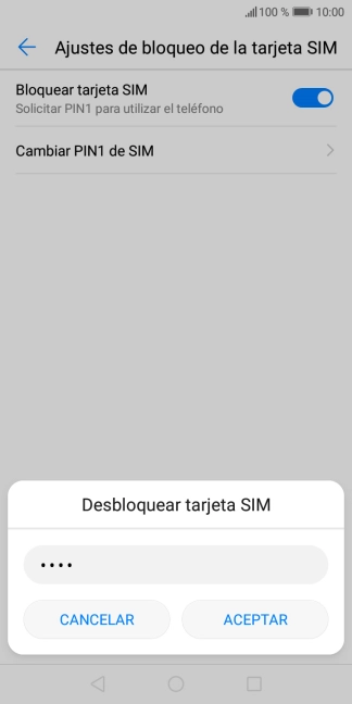 Introduce tu código PIN y pulsa ACEPTAR.