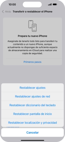 Pulsa Restablecer ajustes.