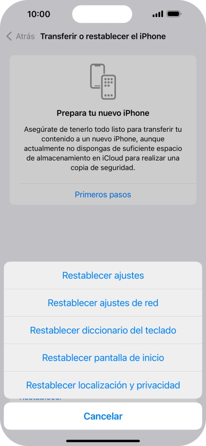 Pulsa Restablecer ajustes.