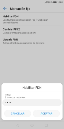 Introduce el código PIN2 y pulsa ACEPTAR.