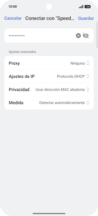 Introduce la contraseña de la red wifi y pulsa Guardar.