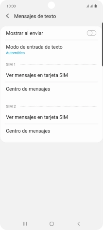 Pulsa Centro de mensajes bajo la tarjeta SIM deseada.