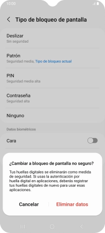 Pulsa Eliminar datos.