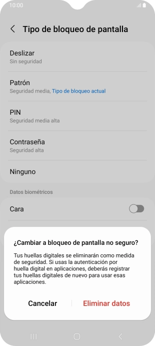 Pulsa Eliminar datos.
