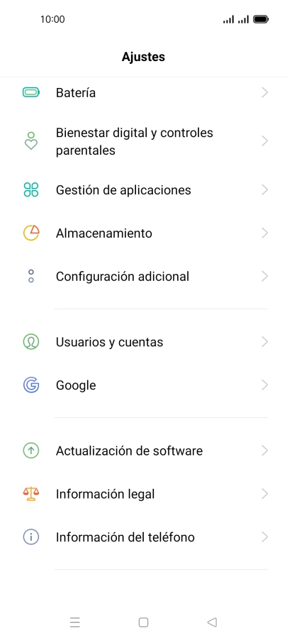 Pulsa Usuarios y cuentas.