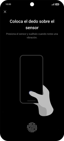 Sigue las indicaciones de la pantalla para crear una huella digital como código de seguridad.