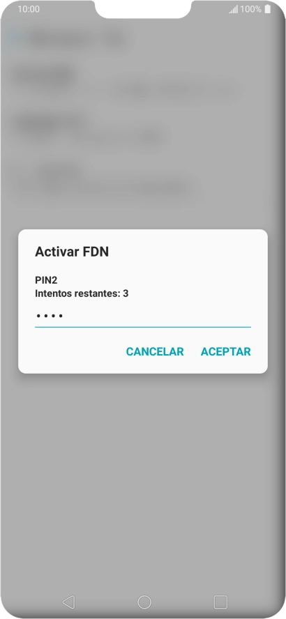 Introduce el código PIN2 y pulsa ACEPTAR.