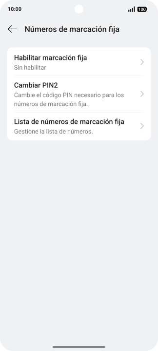 Pulsa Habilitar marcación fija.