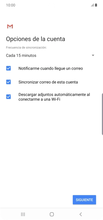 Si aparece en la pantalla esta imagen, tu cuenta de correo electrónico ha sido reconocida y configurada automáticamente. Sigue las indicaciones de la pantalla para introducir más información y terminar la configuración.