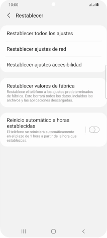 Pulsa Restablecer valores de fábrica.