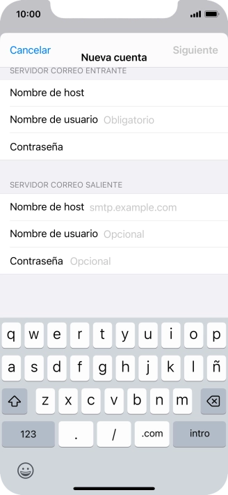 Pulsa Nombre de usuario e introduce el nombre de usuario de tu cuenta de correo electrónico. Pulsa Nombre de usuario e introduce el nombre de usuario de tu cuenta de correo electrónico.