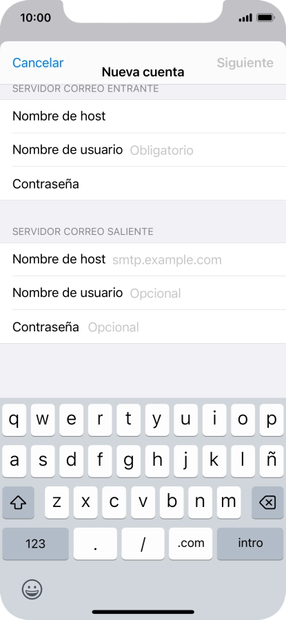 Pulsa Nombre de usuario e introduce el nombre de usuario de tu cuenta de correo electrónico. Pulsa Nombre de usuario e introduce el nombre de usuario de tu cuenta de correo electrónico.