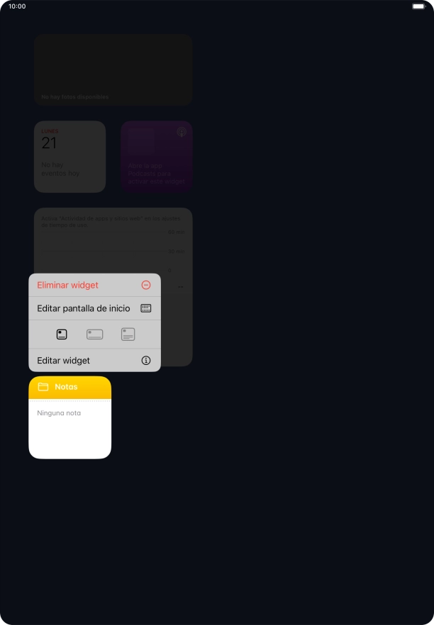 Pulsa el widget deseado.