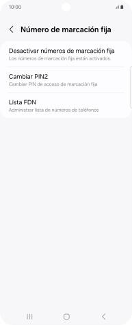 Pulsa Desactivar números de marcación fija.