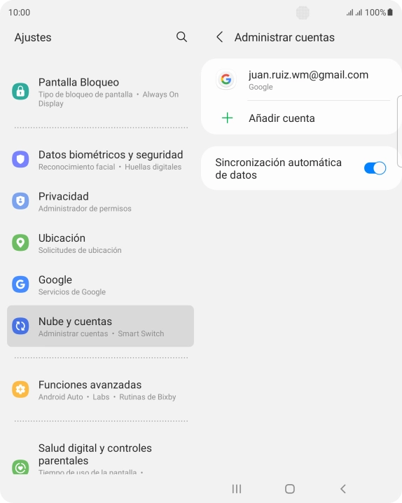 Pulsa la cuenta deseada.