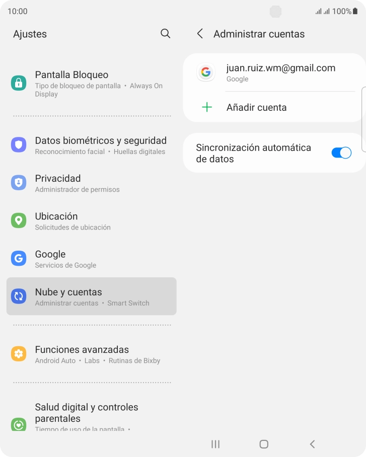 Pulsa la cuenta deseada.