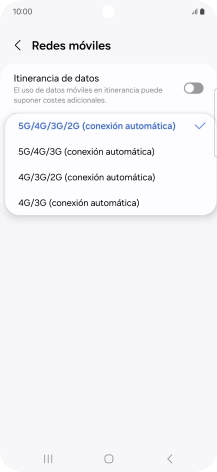 Pulsa el tipo de red deseado.