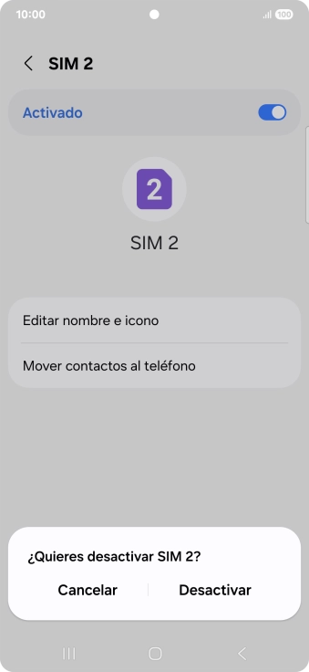 Si deseas activar el uso de la línea móvil (SIM), pulsa Desactivar.