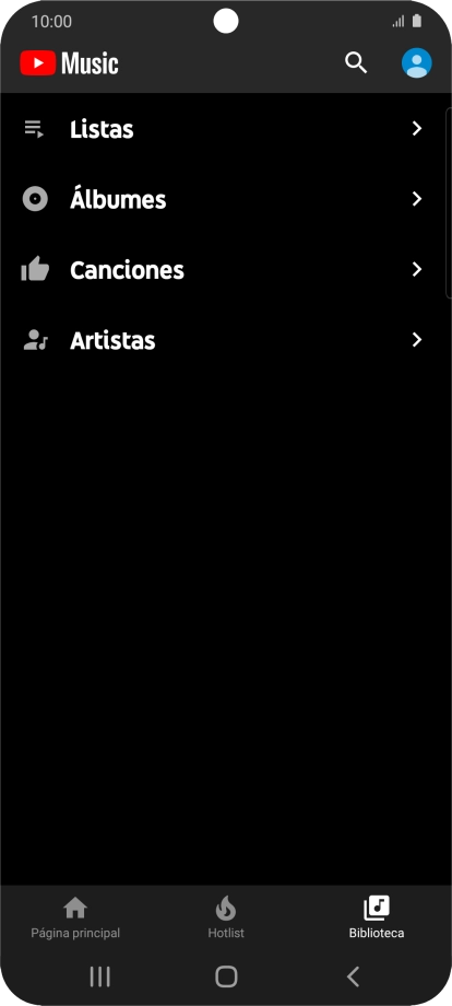 Pulsa una categoría y desplázate al archivo de música deseado.