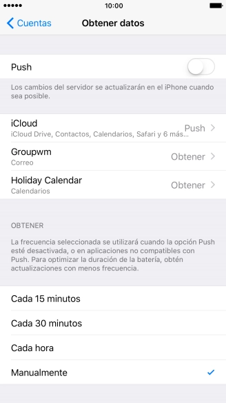 Si desactivas la función, pulsa el ajuste deseado.