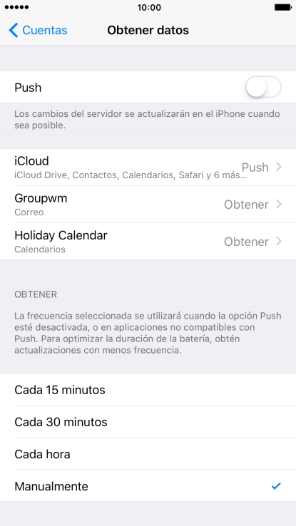 Si desactivas la función, pulsa el ajuste deseado.
