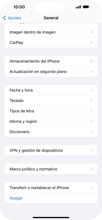 Pulsa Transferir o restablecer el iPhone.