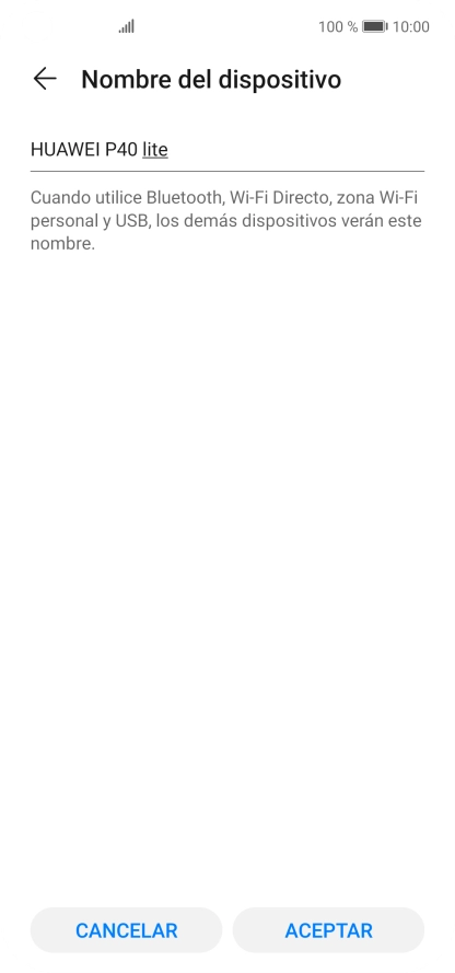 Introduce el nombre deseado de la conexión wifi y pulsa ACEPTAR. Introduce el nombre deseado de la conexión wifi y pulsa ACEPTAR.