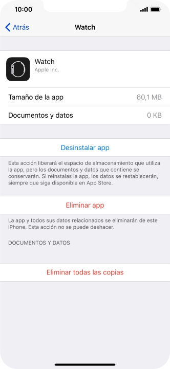 Pulsa Desinstalar app.