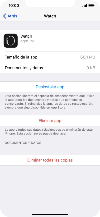 Pulsa Desinstalar app.