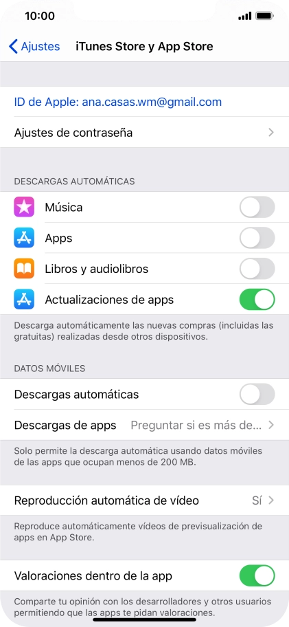 Pulsa el indicador junto a los tipos de contenido deseados para activar o desactivar la función.