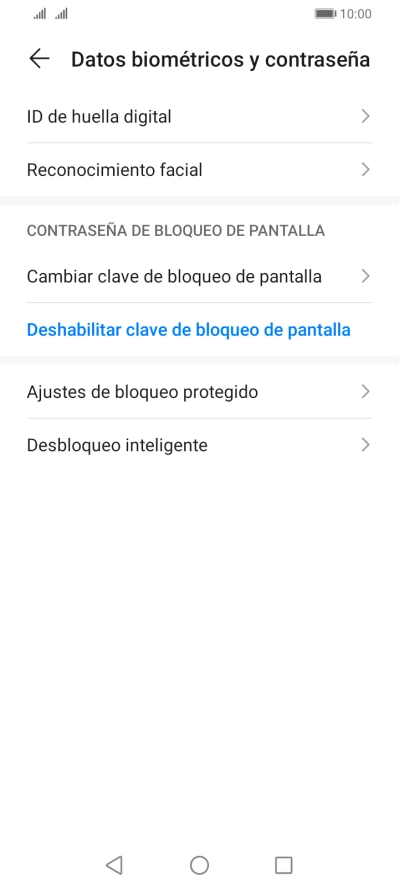 Pulsa Deshabilitar clave de bloqueo de pantalla.