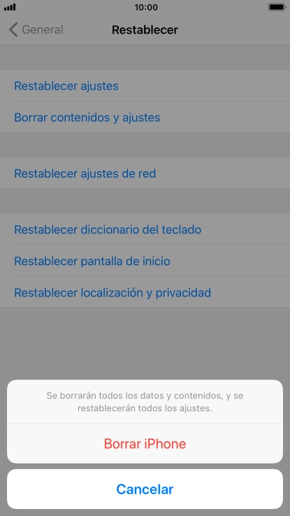 Pulsa Borrar iPhone.