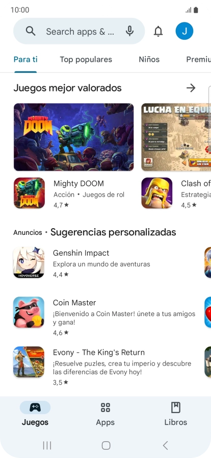 Pulsa en el campo de búsqueda.