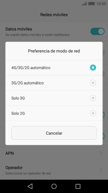 Pulsa el tipo de red deseado.