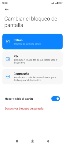 Pulsa Desactivar bloqueo de pantalla e introduce el código de seguridad extra que has creado anteriormente. Pulsa Desactivar bloqueo de pantalla e introduce el código de seguridad extra que has creado anteriormente.