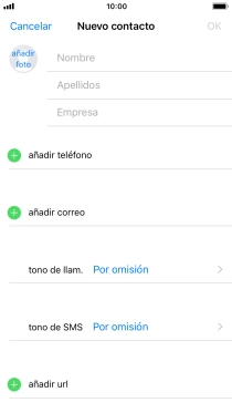 Pulsa Nombre e introduce el nombre.