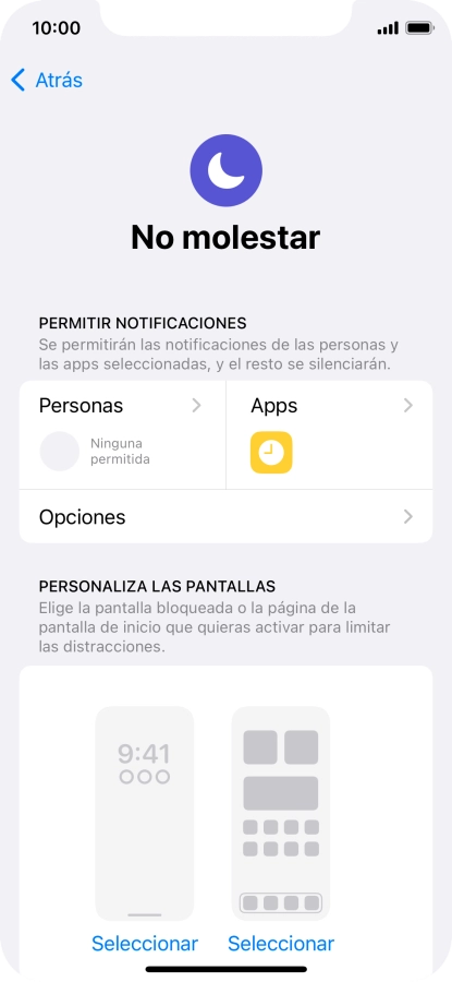 Pulsa Personas y sigue las indicaciones de la pantalla para seleccionar de qué contactos quieres recibir llamadas y notificaciones cuando No molestar está activado. Pulsa Personas y sigue las indicaciones de la pantalla para seleccionar de qué contactos quieres recibir llamadas y notificaciones cuando No molestar está activado.