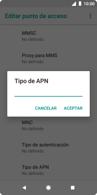 Introduce default y pulsa ACEPTAR.