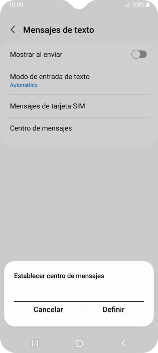 Introduce +34607003110 y pulsa Definir.