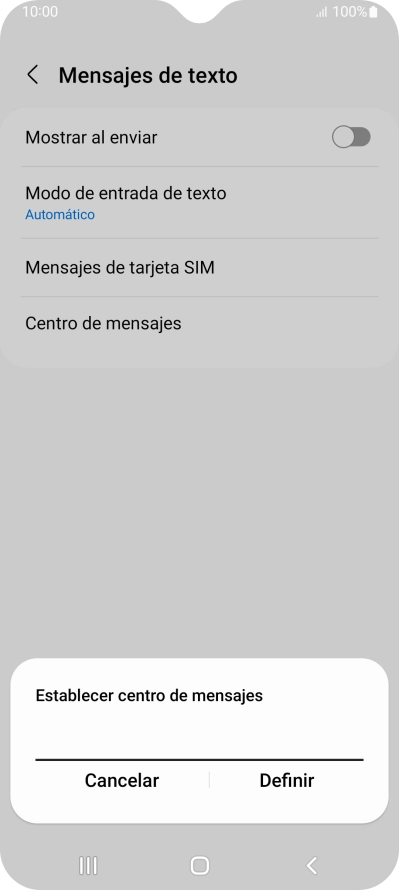 Introduce +34607003110 y pulsa Definir.