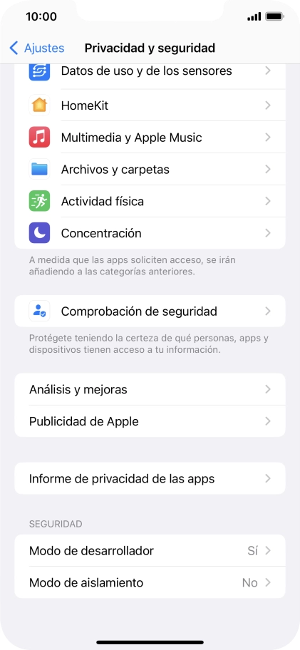 Pulsa Informe de privacidad de las apps.